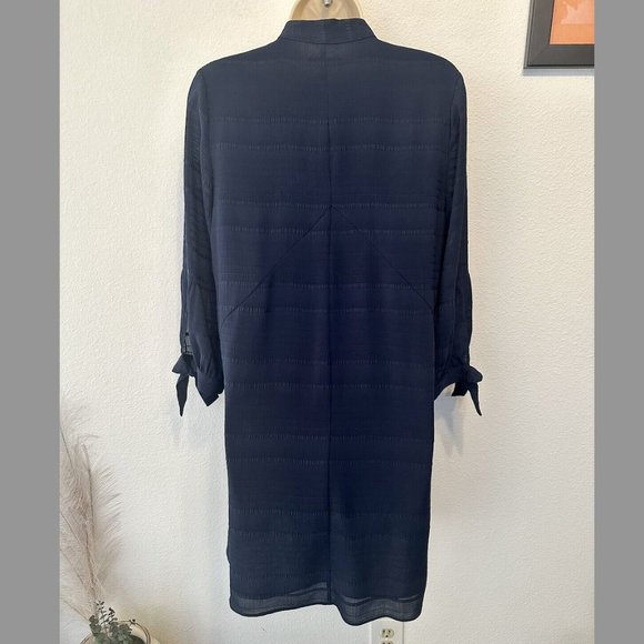 Whistles Womens Sz 8 M Navy Blue Knee Length Shift Dress Tie Sleeves Classic - Picture 7 of 11